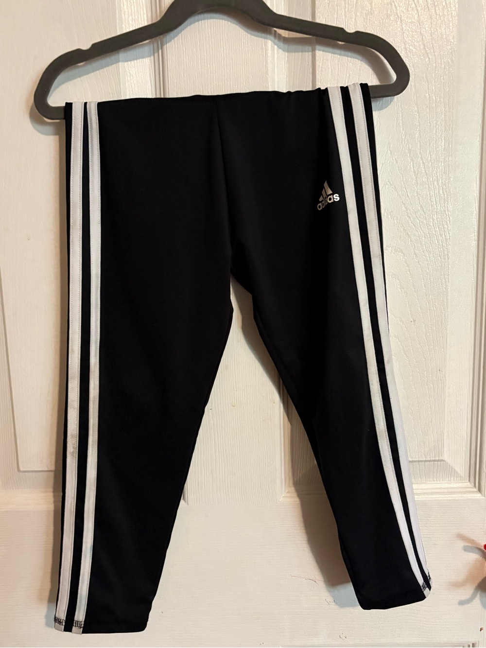 adidas Black Leggings with White 3-Stripe Side Detail